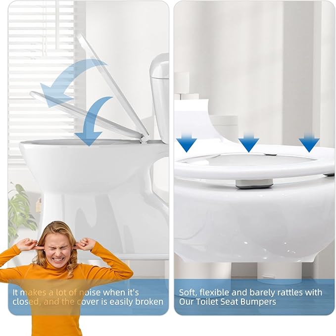 Toilet Seat Bumpers for Bidets, 4 Pack Strong Adhesive Spacers - Universal Fit for All Toilet Seats, Evenly Distributes Weight to Prevent Seat and Bowl Damage