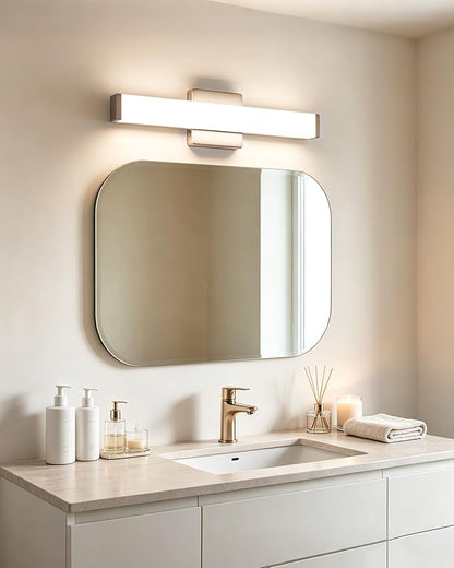 16" LED Bathroom Vanity Light, 10W 5CCT Dimmable, Brushed Nickel | Wall Bar Light, Rust & Moisture Resistant, Dimmable 2700K-5000K, Energy-saving, moisture-proof, Dresser Bathroom over Mirror
