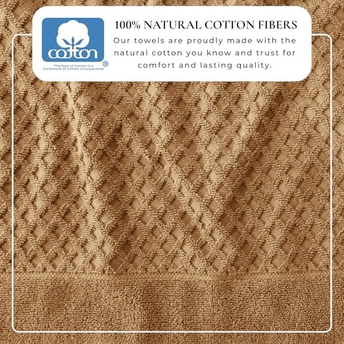 Great Bay Home Hand Towels - 100% Cotton 6 Pack 26x16 Hand Towel Set - Absorbent, Durable, Quick-Dry Towels for Bathroom (Mocha)