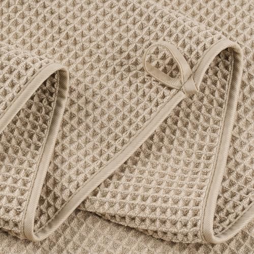 POLYTE 430 GSM Poly Blend Microfiber Quick Dry Waffle Bath Towel Set of 6