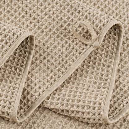 POLYTE 430 GSM Poly Blend Microfiber Quick Dry Waffle Bath Towel Set of 6
