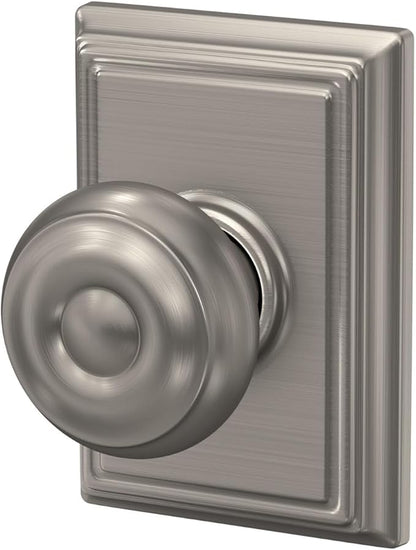 Schlage F10 GEO 619 ADD Georgian Door Knob with Addison Trim, Hall & Closet Passage Lock, Satin Nickel