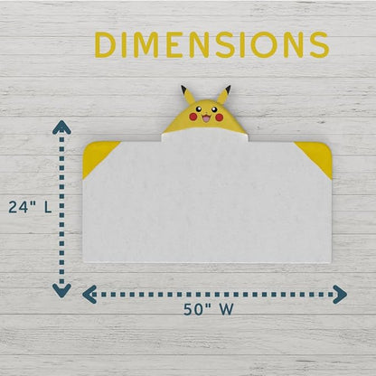 Pokemon Anime Kids Super Soft Bath/Pool/Beach Soft Cotton Terry Hooded Towel Wrap, 24 in x 50 in, (Official Licensed Product) By Franco