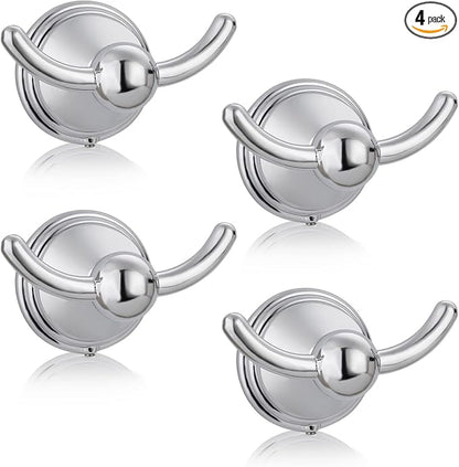 FILTA Bathroom Towel Hooks, Polished Chrome Robe & Towel Hooks for Wall Mounted, Traditional Towel and Robe Hooks for Hanging Towels, Bath Towel Holder for Shower(4 Pack)