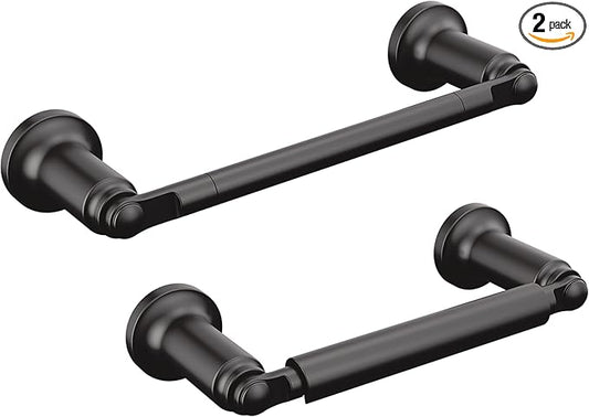 Delta Saylor 2-Piece Bathroom Set with 8 in. Hand Towel Holder and Toilet Paper Holder | Matte Black Bathroom Accessories | Bathroom Hardware Set