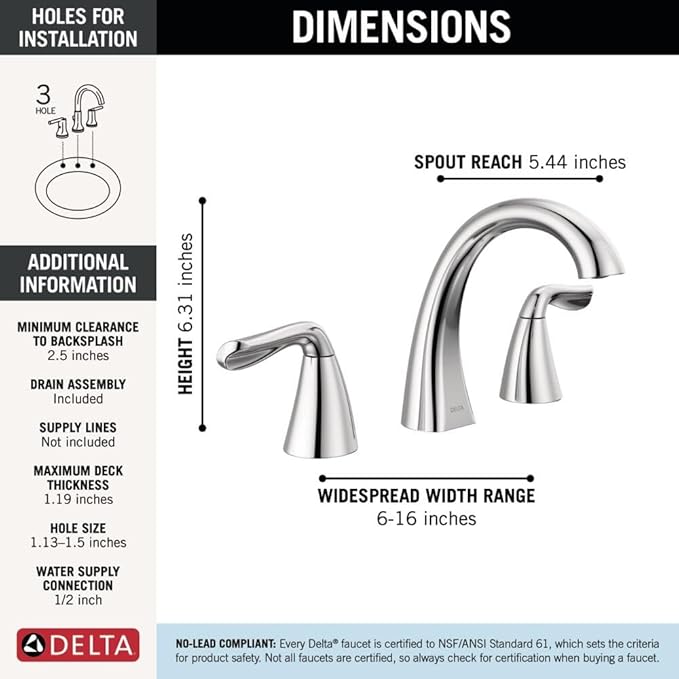 Delta Vesna Brushed Nickel Bathroom Faucet 3 Hole, 8 Inch Widespread Bathroom Sink Faucet for Vanity, Push-Pop Drain Assembly, SpotShield Brushed Nickel 35789LF-SP