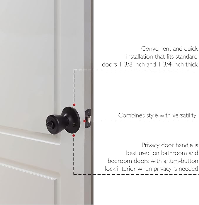 Design House 779264 Tulip Privacy Bed and Bath Door Knob Matte Black