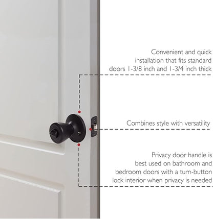 Design House 779264 Tulip Privacy Bed and Bath Door Knob Matte Black