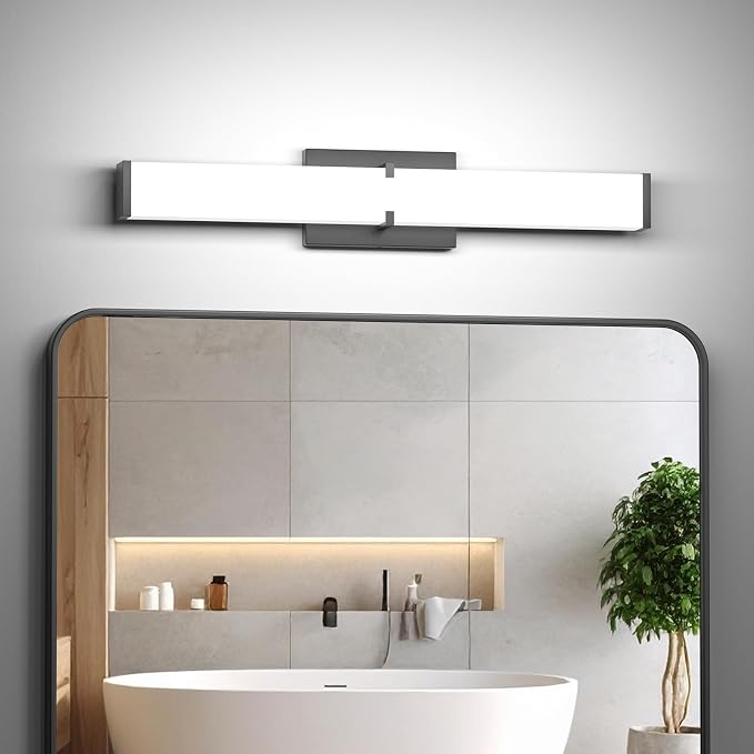 Modern Bathroom Light Fixtures Over Mirror,Dimmable Vantiy Lights for Bathroom,5CCT 16 Inch (15.75inch)20W 2000LM LED Vanity Light Bar,Matte Black Powder Room Lighting Fixtures,ETL Certified