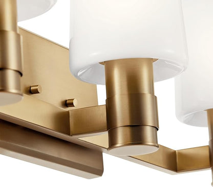 Kichler Adani 3-Light Vanity, Modern Light with Opal Glass in Champagne Bronze, Bathroom or Powder Room (8.25" x 24"), 55176CPZ