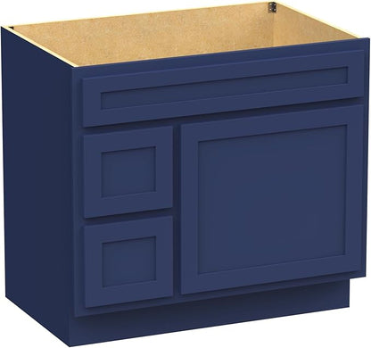 Vanity Art 72 Inch Bathroom Vanity with 2-Door 4-Drawer, Wood Bathroom Vanity Cabinet with Soft Closing Drawer, Floor Mounted Blue Cabinet Without Top VA4072-LRBU