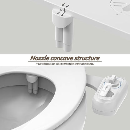 Left Hand Bidet Attachment for Toilet - Control Panel on Left Side - Self-Cleaning Dual Nozzle for Front and Rear Wash,Non-Electric Adjustable Water Pressure, Water Bidet Toilet Seat Attachment