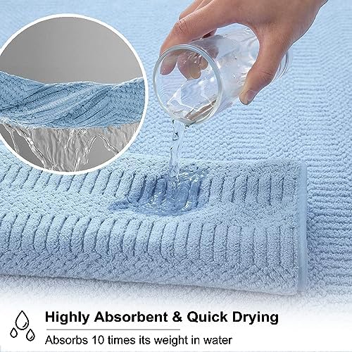 8 Pcs Blue Oversized Bath Towel Set-2 Extra Large Bath Sheets,2 Hand Towels,4 Washcloths Soft Bathroom Towels Highly Absorbent Quick Dry Beach Chair Towels Woven Towels for Hotel and Spa