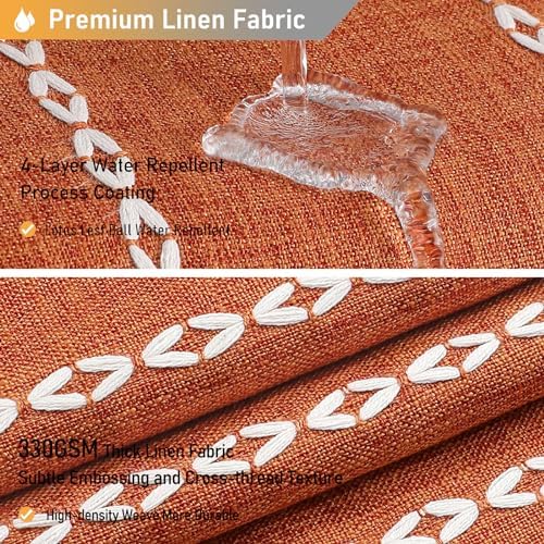 BTTN Burnt Orange Boho Farmhouse Linen Heavy Duty Shower Curtain Set, 72x72