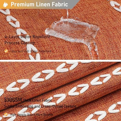 BTTN 72x78 Long Farmhouse Linen Heavy Duty Shower Curtain, Burnt Orange