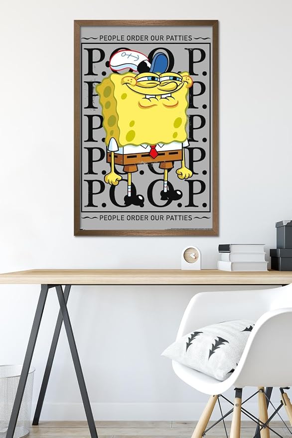 Trends International Nickelodeon Spongebob - P.O.O.P. Wall Poster, 34L x 22.4W, Bronze Framed Version
