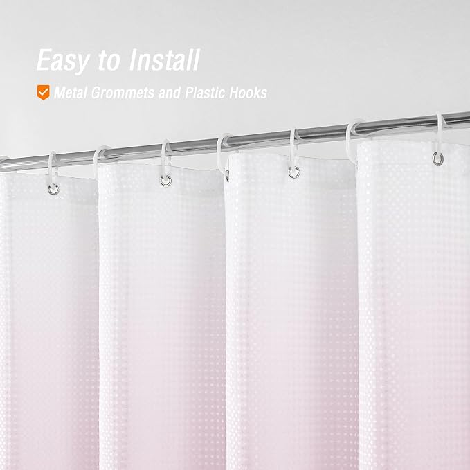 Pink Ombre Fabric Shower Curtain for Bath Decor, 72 x 72 | Pink Gradient Fabric Shower Curtain, Cloth-Textured Bathroom Curtains Shower Set, Water Repellent and Machine Washable
