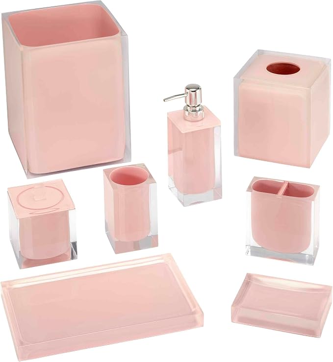 IZOD - Tumbler, Resin Countertop Accessories, Dorm Room Essentials, Perfect for Bathroom or Vanity (Marina Collection, Pink)