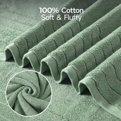 REDKISS 2 Pack Extra Large 35x70 Inch Cotton Bath Towels, Green