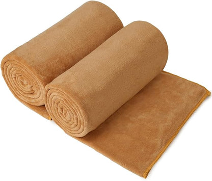 JML Microfiber Bath Towels Set of 2, 30" x 60", Beige | Oversized, Soft, Super Absorbent, Fast Drying for Shower, Swimming, Sauna, Pool, Beach, Sport, Fitness, Yoga