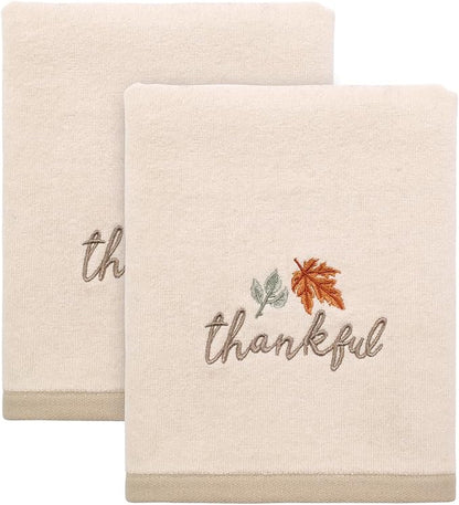 Avanti Linens - Hand Towels, Soft & Absorbent Cotton, Fall Home Decor, Set of 2 (Grateful Patch Collection)
