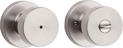 Kwikset Pismo Door Knob Set, 10 Pack with 5 Non-Locking Passage and 5 Locking Keyless Privacy Handles, with Round Rose, Featuring Microban Protection in Satin Nickel