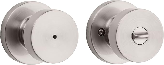 Kwikset Pismo Door Knob Set, 6 Pack with 3 Non-Locking Passage and 3 Locking Keyless Privacy Handles, with Round Rose, Featuring Microban Protection in Satin Nickel