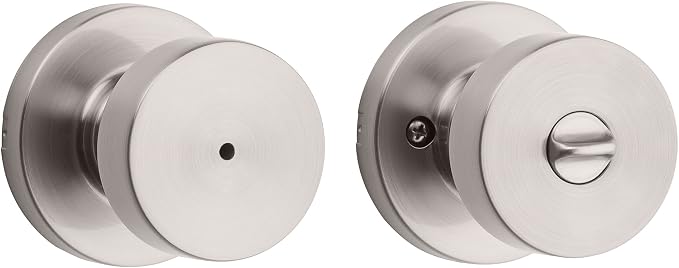 Kwikset Pismo Door Knob Set, 10 Pack with 5 Non-Locking Passage and 5 Locking Keyless Privacy Handles, with Round Rose, Featuring Microban Protection in Satin Nickel