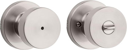 Kwikset Pismo Door Knob Set, 10 Pack with 5 Non-Locking Passage and 5 Locking Keyless Privacy Handles, with Round Rose, Featuring Microban Protection in Satin Nickel