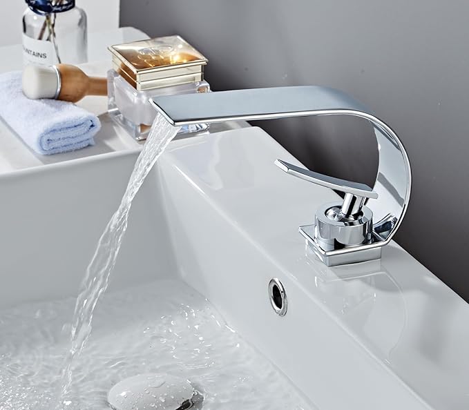 becola Chrome Bathroom Sink Faucet, Low Arc Modern Bathroom Faucet, Brass Single Hole Vanity Sink Faucet, Touch On Single Handle Basin Faucet Tap with 3/8” Hot and Cold Water Supply - Chrome