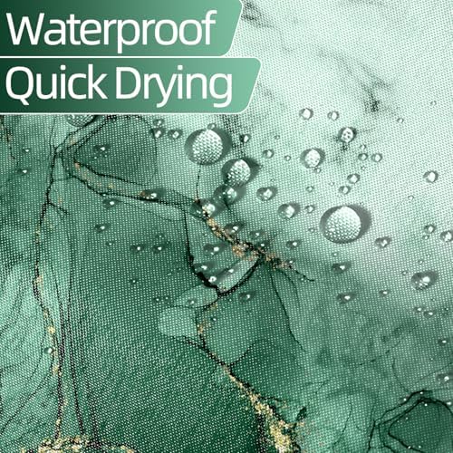 Green Marble Waterproof Bathroom Shower Curtain 65x72 inches