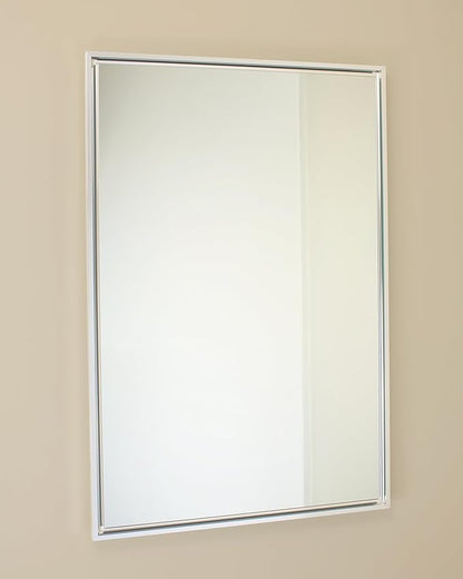 Fox Hollow Furnishings 20x30 Parker Metro Metal Framed Rectangle Recessed Bathroom Medicine Cabinet, Floating Mirror, 14x24 in-Wall Opening, Steel, Adjustable Glass Shelves, Magnet Close, Chrome
