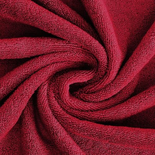 Feather & Stitch 100% Cotton 625 GSM Bath Towel Set of 6, Ultra Soft Highly Absorbent 2 Bath Towels, 2 Hand Towels & 2 Washcloth - Luxury Quick Dry Shower Towels (Wine Red)