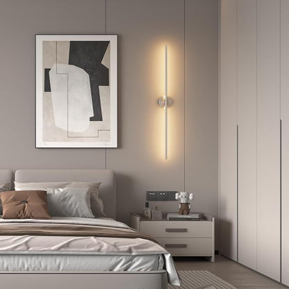 Hardwired Wall Sconces Set of Two,40In Sand Nickel Linear Bathroom Sconce 360° Rotate Modern Vanity Light Bar 3000K for Bedroom Living Room