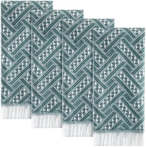 HunnmingRe 4 Pack Boho Hand Towel for Kitchen, Green