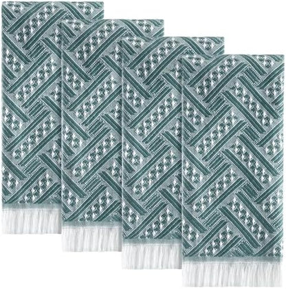HunnmingRe 4 Pack Boho Hand Towel for Kitchen, Green