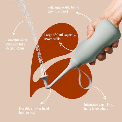 Butt & Intimate Shower 3.0 – Portable Travel Bidet, Replaces Wipes, Saves Toilet Paper, BPA-Free, Handheld, Travel Bag, Grey