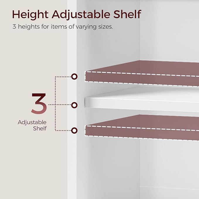 Bathroom Wall Cabinet, Farmhouse Medicine Cabinets with Sliding Door, Wall Mounted Storage Cabinet with Adjustable Shelf and Towel Bar, for Bathroom, Living Room, Kitchen, White