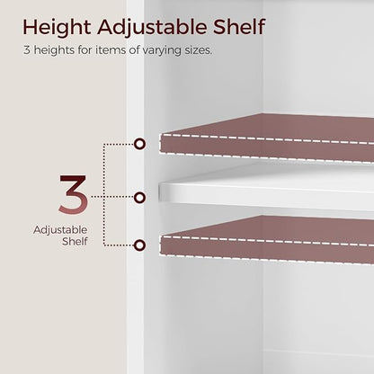 Bathroom Wall Cabinet, Farmhouse Medicine Cabinets with Sliding Door, Wall Mounted Storage Cabinet with Adjustable Shelf and Towel Bar, for Bathroom, Living Room, Kitchen, White