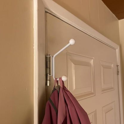 Novabright 2 Pack Door Hinge Hanger Hook Behind Door Towel Rack Double Hook Doors Towel Bar Holder Hinge Mounted for Compact Spaces, Small Bathrooms, and Bedroom(White)