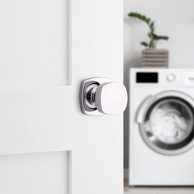 Kwikset Arroyo Knob Interior Passage Door Knob, Handle For Closet and Hallway Doors, Non-Locking Doorknob, Polished Chrome