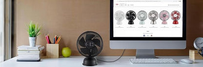 Good Housekeeping 5" All-Metal (92523) USB Desktop Laptop Nightstand Fan with Oscillation (Matte Black)