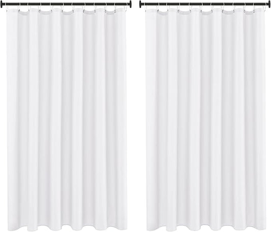 Biscaynebay Fabric Shower Curtain Liner 72x72 Inch-2 Packs White Water Resistant Bathroom Curtains-Hotel Soild Polyester Shower Liners Washable with Magnets