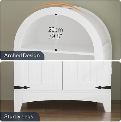 HOOBRO 67" Tall Bathroom Storage Cabinet, Arched Freestanding Floor Cabinet with 3 Adjustable Shelves and 2 Doors for Small Space, Space Saving Organizer for Bathroom, Kitchen, Living Room, White