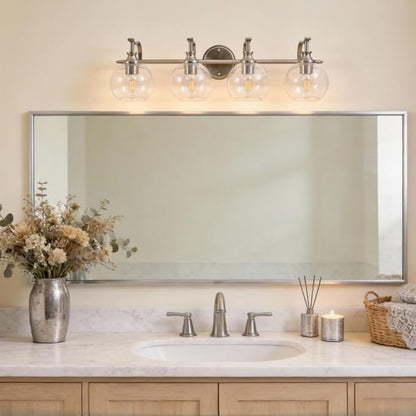 ANDY STAR Brushed Nickel Vanity Lights for Bathroom, 4 Light Vanity Light Brushed Nickel, Farmhouse Vanity Lighting Fixtures, 30.5 Inch Modern Silver Wall Sconce, E26 Base Bulbs Required, UL Certified
