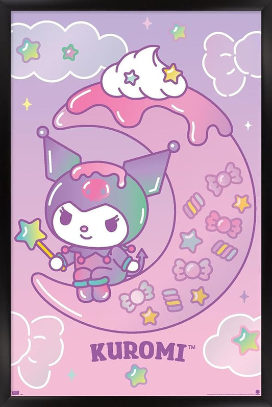 Hello Kitty and Friends: 24 Dreamland - Kuromi Wall Poster, 34L" x 22.4W", Black Framed Version
