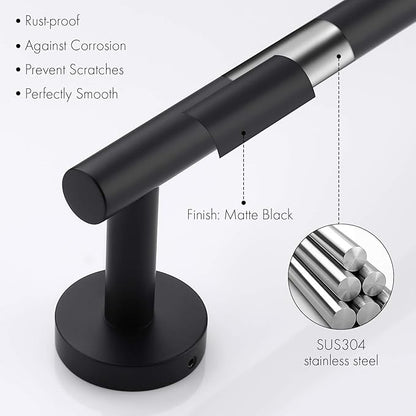 KES 21.3 Inches Matte Black Towel Bar for Bathroom Kitchen Hand Towel Holder Dish Cloths Hanger Towel Rack SUS304 Stainless Steel RUSTPROOF Wall Mount, Total Length 23.6 Inch, A2000S60-BK