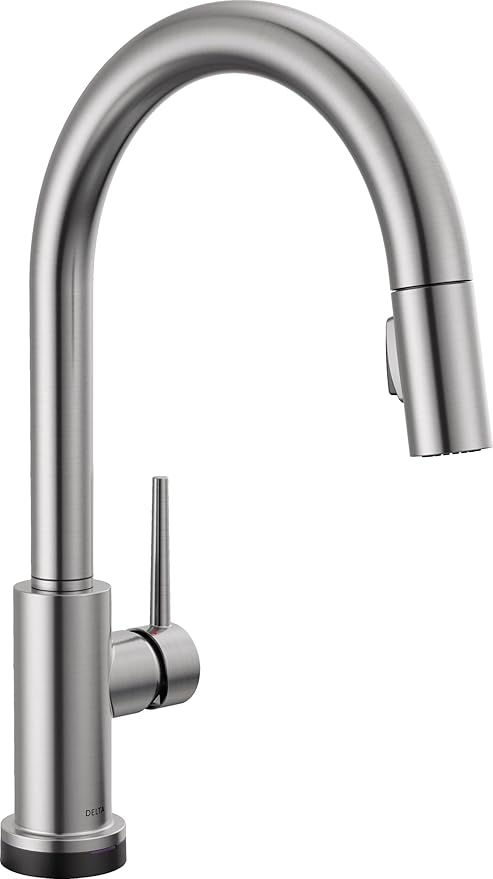 Delta Faucet Trinsic Touch Kitchen Faucet Brushed Nickel, Kitchen Faucets with Pull Down Sprayer, Kitchen Sink Faucet, Touch Faucet for Kitchen Sink, Touch2O Technology, Arctic Stainless 9159T-AR-DST