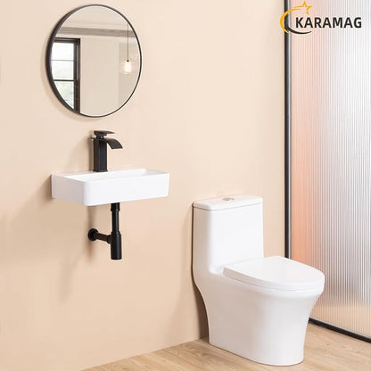 Small Vessel Sink 17.7"x11.2" Wall Mount Bathroom Sink Rectangular White Porcelain Ceramic Floating Tiny Bathroom Wall Mounted RV Sink