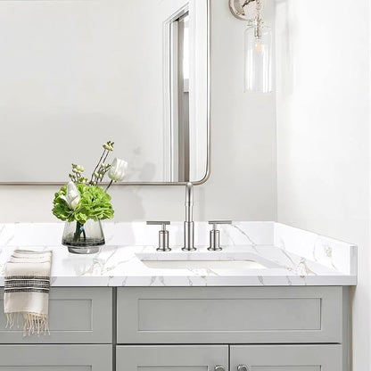 21 in. W x 4 in. H Sidesplash in Golden Calacatta, 21 Inch Universal Bathroom Vanity Sidesplashes, Quartz Side Splash for Bathroom Vanity Sink Top